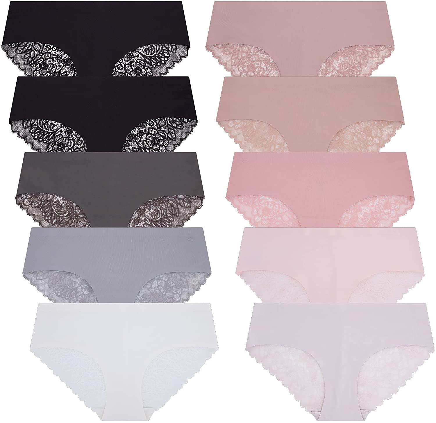 Rene Rofe 10 Pack - Sophie B - Seamless No Show Panties Soft Stretch  Hipster Multi Packs Invisibles Briefs Underwears at  Women's Clothing  store