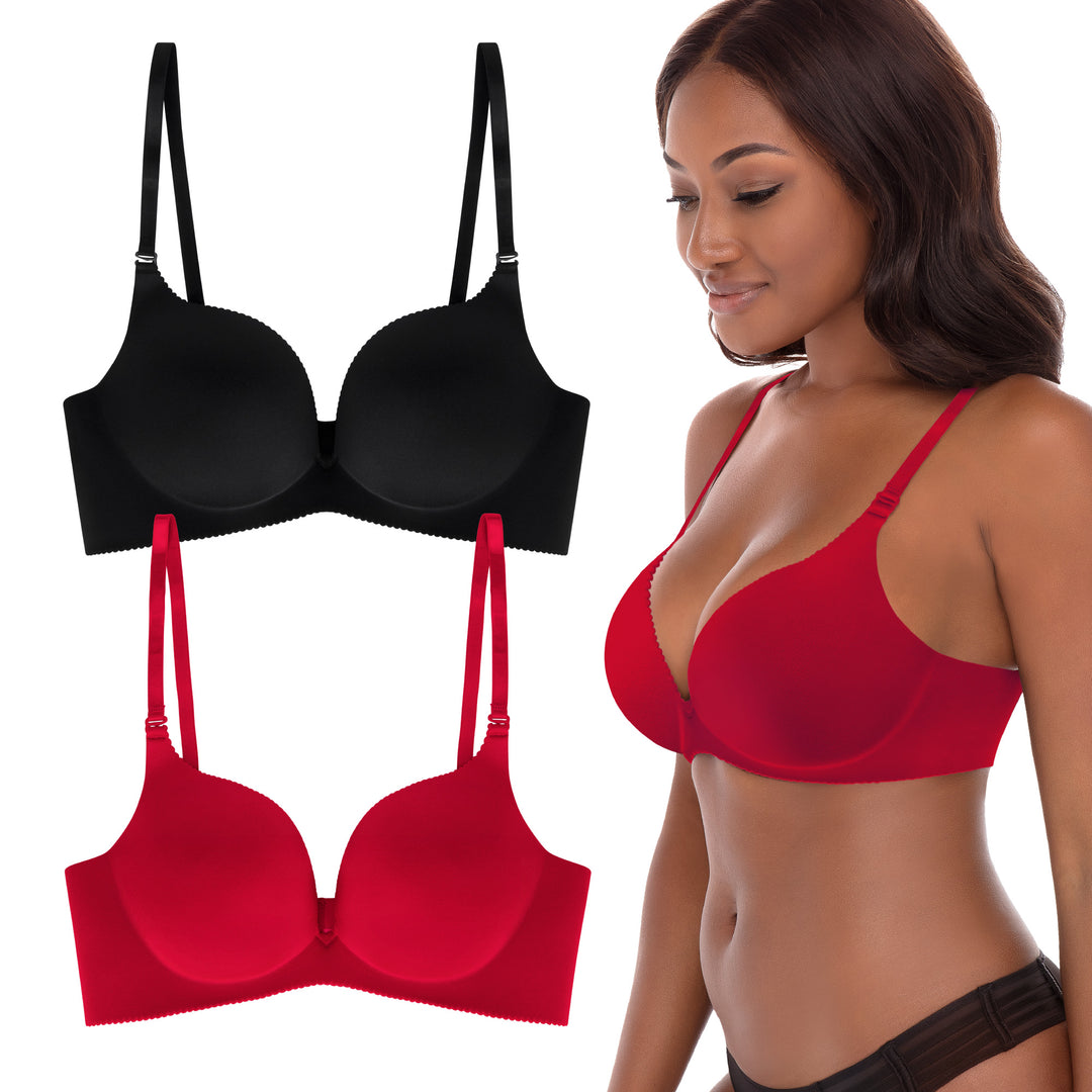 Buy Bebe women 2 pieces pushup bra red and brown Online