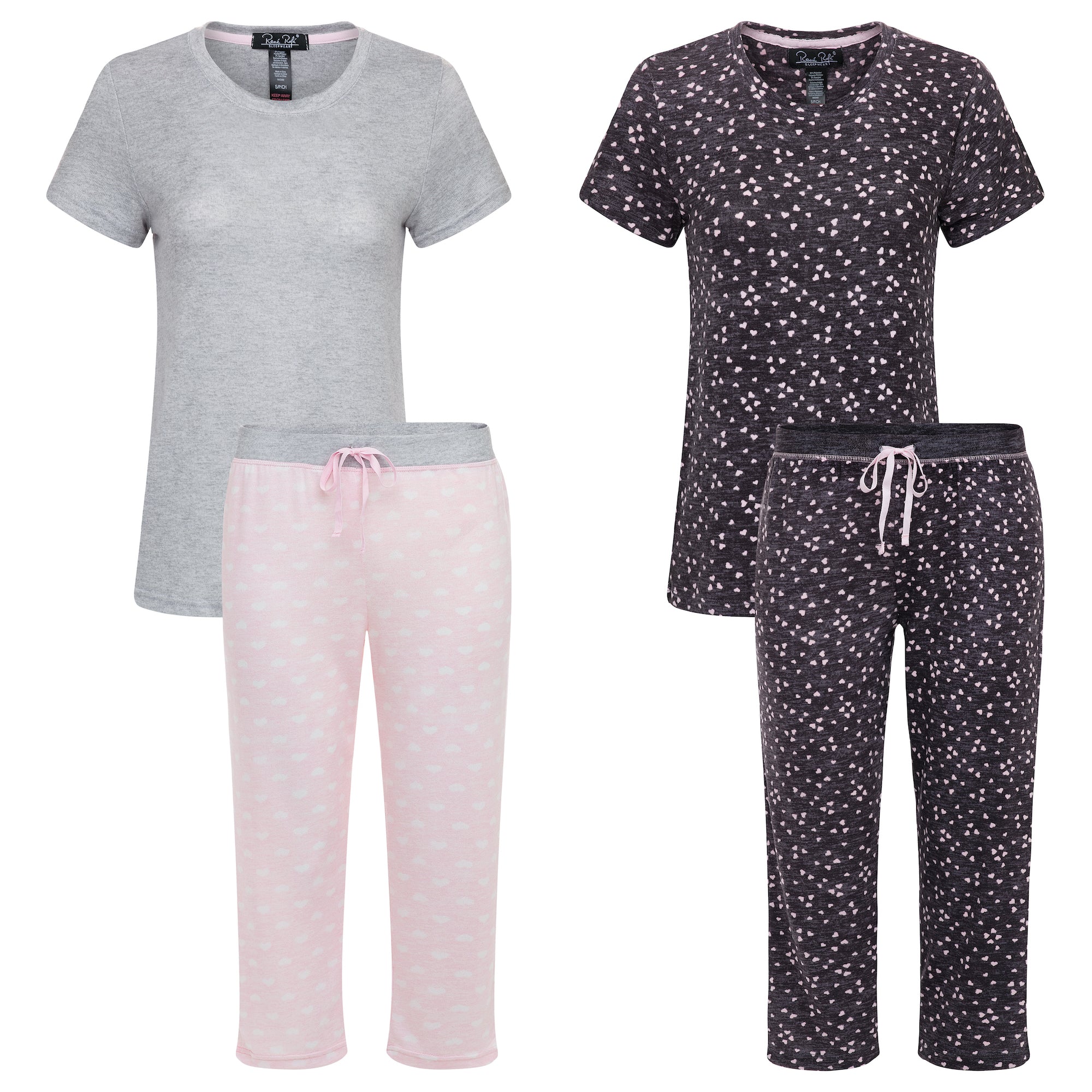 2 Pack Loungewear Hacci Capri Set Hearts Ren Rof