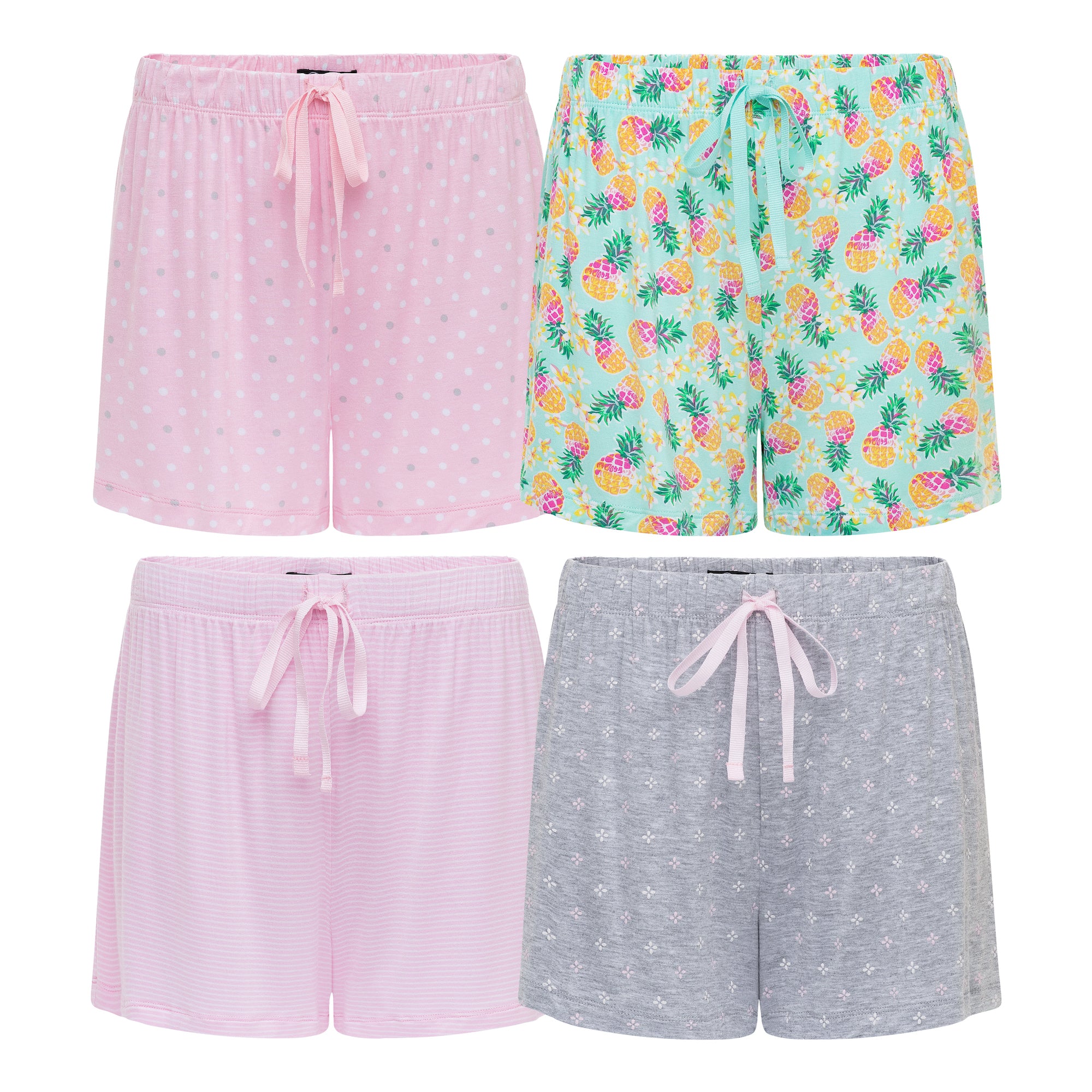 4 Pack Pajama Short Set Pineapple Pink Ren Rof