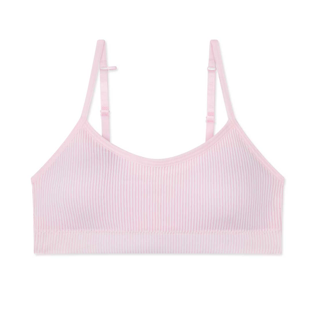 FRUIT OF THE LOOM GIRLS COTTON STRETCH SPORTS BRA 3 PACK SIZE 36 PINK GRAY  WHITE