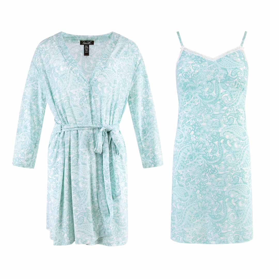 Robe and Chemise Set 2 Piece Set Loungewear Sleepwear Ren Rof