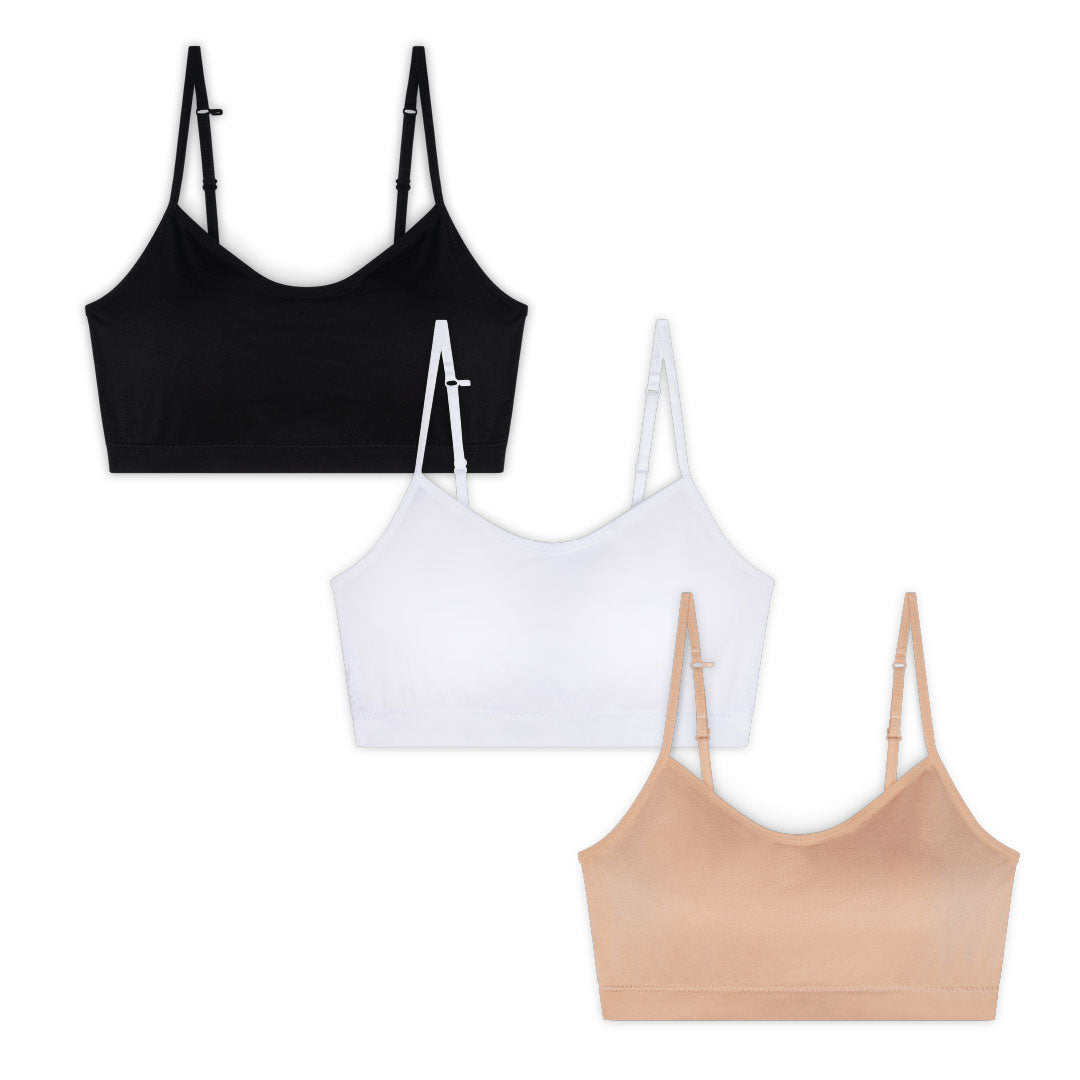 Lemef 3-Pack Seamless Sports Bra Wirefree Yoga Bra with Removable Pads for  Women Black&white&nude X